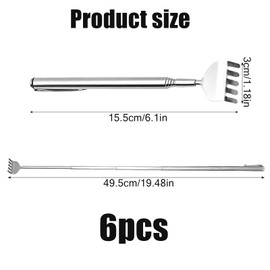 DBALL Pack of 6 Back Scratchers Stainless Steel Scratcher from 15 cm to 50 cm Extendable Back Scratcher Telescopic for Head Back Massage