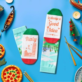 HAPPYPOP Funny Italy Gifts Italian Gifts; Travel Traveler Gifts for Men Women, Travel Italian Italy Socks