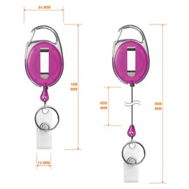 Karteo Retractable Yo-Yo ID Card Holder Purple [1 Piece] ID Card Holder with Carabiner Hook and Belt Clip and Vinyl Loop as ID Holder for Card Sleeves ID Sleeves