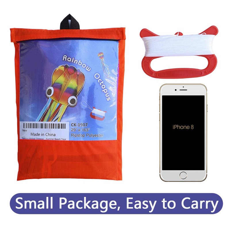 Huge Rainbow Soft Octopus Kite for Kids and Audlts- Large