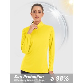 MAGCOMSEN Sun Shirt Running Shirts for Women Sun Protection Shirts for Women Workout Shirts for Women Runnig Shirts Women Rash Guard Yellow