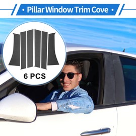 VekAuto 6 Pcs Door Pillar Window Trim for Mitsubishi Xpander 2017-2025 Carbon Fiber Pattern Black Outer Anti Scratch Sticker Pillar Posts Cover