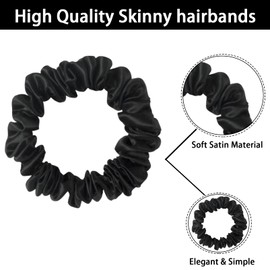 Hair Band,Small Hair Scrunchies for Woman,Satin Elastic Bands Scrunchies,Skinny Hair Bobbles,Black Hair Elastics Traceless Anti-Frizz Hair Tie ponytail Holders Girls Kids Adult Use (4pcs） (4 Small)
