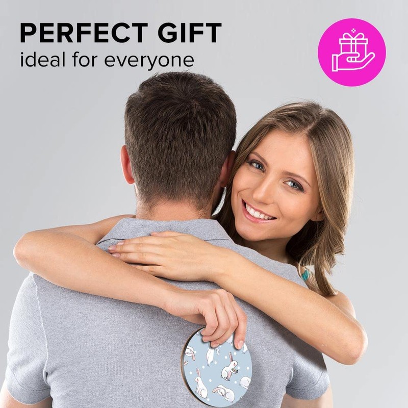 1 x Round Jumbo Size Coaster 12cm Cute Easter Bunny