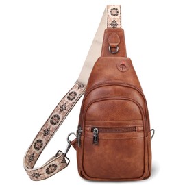 HiChiclife Men's Body Bag, Shoulder Bag, Crossbody, Braun