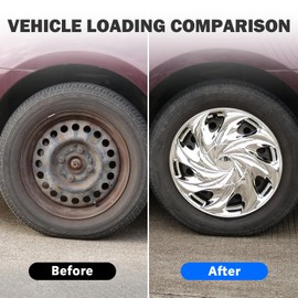AUTOWIKI 4-Pack Premium 14" Wheel Rim Cover Hubcaps OEM Style Replacement Snap On Car Truck SUV Hub Cap - 14 Inch Set, Steel Wheels, Chrome