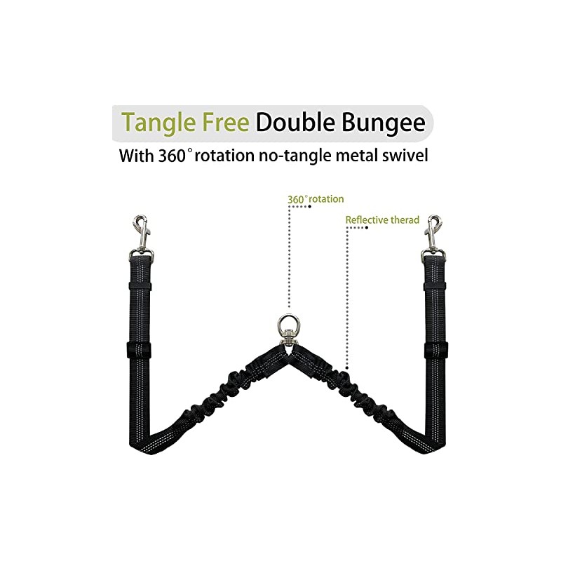 Zhilishu Dual Dog Leash Coupler - 360 No Tangle Double