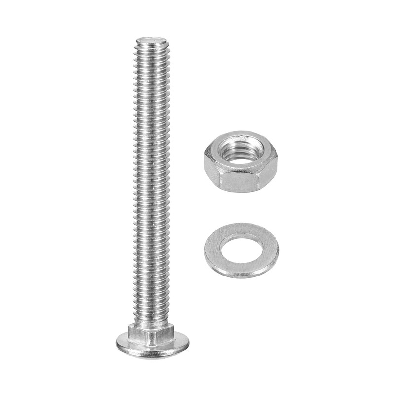sourcing map M6x50mm Square Neck Carriage Bolts with Nuts &
