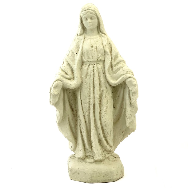Traditional Virgin Mary Statue: Solid Durable Stone Statue with Distressed