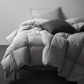 Royoliving Premium Feathers Down Comforter King Size Gray Heavyweight Thickened Grey 100% Cotton Cover King Winter Duvet Insert with Corner Tabs (106x90, 70 oz)