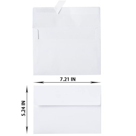 Paquete de 50 sobres de 5 x 7 sobres de colores autoadhesivos para bodas, invitaciones de fiesta, tarjetas de felicitación, anuncios, fotos, 5.24 x 7.21 pulgadas (blanco)