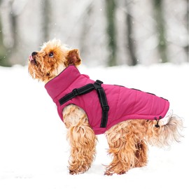 babepet Warm Pet Dog Coats and Jackets for Dogs,Waterproof Reflective Pet Dog Harness Vest Winter Dog Clothes with Chest Strap, Outdoor Walking Adjustable Chest Strap-Pink-XL