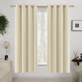Deconovo 100% Blackout Curtains for Bedroom 72 Inch Length 2 Panels Set, Light Beige, Window Curtain Drapes with Microfiber Coating Grommet Thermal Insulated Living Room 52 Inch Wide