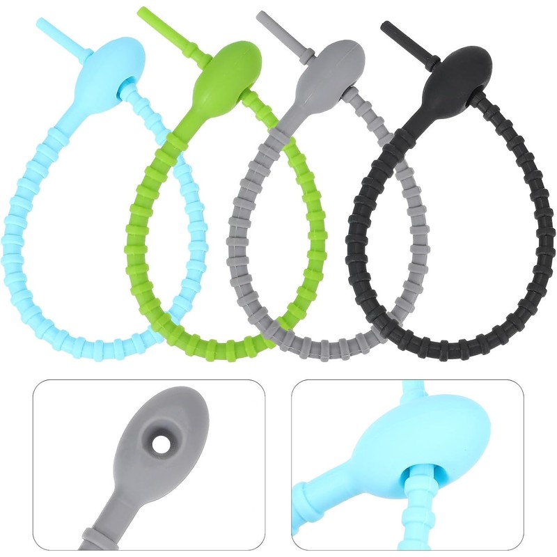 8 Piezas Bridas de Silicona Reutilizables y Flexibles