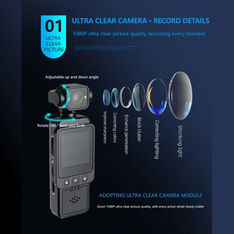Wearable 1080p Sports Action Camera With Stabilizer Negro
