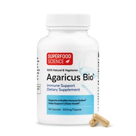 Agaricus Bio 600 mg, Natural Killer Cell Activity -USA-Grown Organic Agaricus Blazei Murill Mushroom for Immune Support, Liver & Cellular Health, High Beta Glucan Supplements, 60 Caps