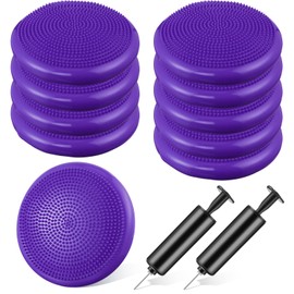 Leitee 10 Pcs Wobble Cushion Inflated Wiggle Seat for Kid, 13'' Balance Disc with Air Pump, Flexible Classroom Seating Pad for Focus Sensory Training Core Stability Physical Exercise(Purple)