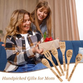 RioGree Mothers Day Mom Gifts for Mom Grandma Wife from Husband Daughter Son -Wooden Cooking Spoons Set - Mother's, Christmas,Birthday, Anniversary Kitchen Cooking Presents Ideas for Women Her