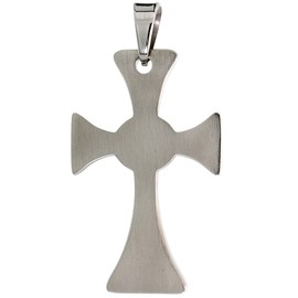 Sabrina Silver Stainless Steel Celtic Cross Necklace 1 1/2 inch Tall, w/ 30 inch Chain