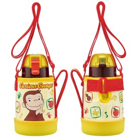 Skater KSTCH4-A Curious George Water Bottle, 13.5 fl oz (400 ml), Includes Cover for Kids