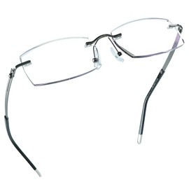 YEIN Fashion Rimless Reading Glasses Blue Light Blocking Spectacle Readers for Men(Grey,+3.00)
