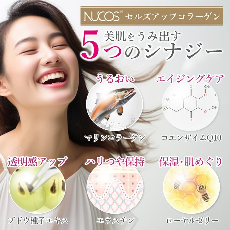 NUCOS CELLS UP Collagen, 180 Capsules, Approx. 30 Day Supply,
