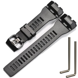 Resin Watch Band Compatible with Casio GBD-100 GBD-100SM Gbd-100 Mens Resin Replacement Watch Band Black Sport Waterproof Wristband (Black)