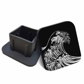 Swono 2 inch Tow Hitch Cover White Line Sea Waves Rubber Trailer Hitch Receiver Cap（1Pack）