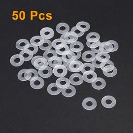 sourcing map Nylon Flat Washers M6 13mm OD 6mm ID 1mm Thickness Sealing Gasket for Faucet Pipe Water Hose, Clear, Pack of 50