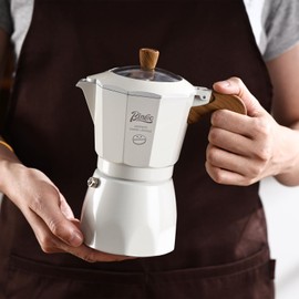 Bincoo Stovetop Espresso Maker, 4 Cups Moka Pot,Aluminum Espresso Coffee Pot Coffee Maker for Camping Travel (White, 4 Cups)