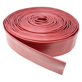 Gloxco 2" Red Heavy Duty Lay Flat Hose for Discharge or Backwash Water Transfer Applications, Reinforced PVC, 50' Length