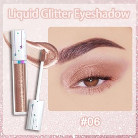 evpct Liquid Shimmery Glitter Eyeshadow Eyeliner, High Pigment Colored Metallic Eyeshadow Stick Eyeliner, Waterproof Long Lasting Sparkle Eye Makeup Set for Women, 06# Pale Carmine