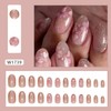 Flower Press on Nails Medium Almond Fake Nails with Pink