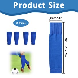 2-Pack Breathable Football Socks with Leg Guard – Mid-Calf Compression Sleeves for Soccer, Running, Cycling, Tennis & Golf | Pre-Cut Design, Lightweight Support (Blue)