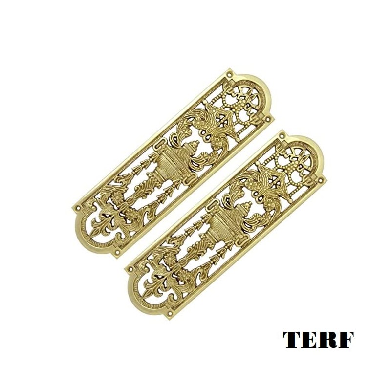 TERF® 225mm X 70mm Antique Solid Brass Fancy Finger Plate