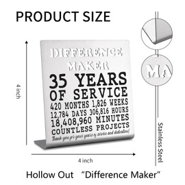 Regalos de decoración de 35 aniversario de trabajo para mujeres, hombres, agradecimiento de agradecimiento a 35 años de trabajo, aniversario, placa de regalo para empleado, él, ella, feliz 35