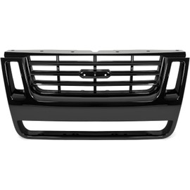 HECASA Front Grill Compatible with 2006-2010 Ford Explorer 2007-2010 Explorer Sport Trac Replacement for 8L2Z8200CA FO1200477 Bumper Radiator Grille W/Side Openings 3-Bar Style Plastic(ABS) Black