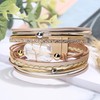 LSxAB Multi-Layer Khaki Leather Wrap Bracelet for Women Stackable Wristband