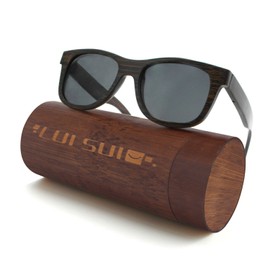 LUI SUI Men Women Retro Wooden Polarised Lens Sunglasses UV Protection Eyewear Lightweight Wooden Frame Float Style Glasses for Travel Cycling Fishing, gray