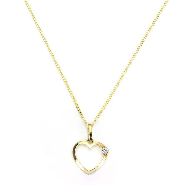 jewellerybox 9ct Gold Light Open Heart with CZ Crystal Pendant