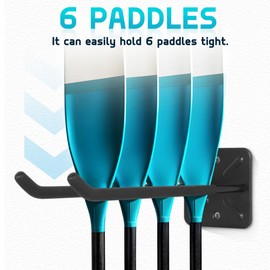 Antidious Kayak Paddles Storage Rack, Garage Metal Oars holder for up to 6 paddles Storage with Non-scratch Grip