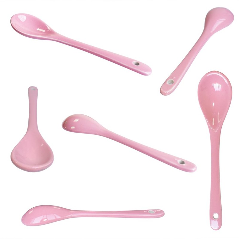 Pirhosigma 8 Color Porcelain Egg Spoons Ceramic Spoons 5 inch