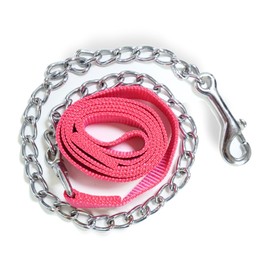 Horses Guide Chain | Safe Guide with Iron Chain & Nylon Handle | Guide Collar Suitable for Horse Dogs Pony Donkey | Length 2.10m (Pink)