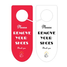 Please Remove Your Shoes Sign,2Pack Take Shoes off Door Hanger Signs for Front Door,No Shoes Sign for Keeping House Home Office Clean (Double Sided)