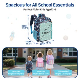 Bagseri Boys Backpack Kids - Toddler Backpack School Bags for Boys Kids Rucksack Water Resistent Cute Primary Backpack 15 Inch (Blue Space)