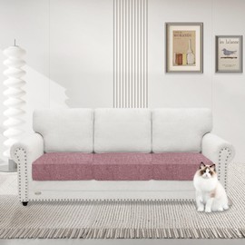 MAXIJIN Waterproof Couch Cushion Covers Stretch Sofa Seat Slipcovers Washable，Sectional Outdoor Cushion Covers with Elastic Bottom for Dogs Pets Kids (3 Pc Cushion Cover, Dusty Pink)