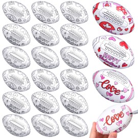 Realspring 24 Pcs Color Your Own Valentine Footballs DIY Valentine's Day Soccer Stress Balls Arts and Crafts Kit for Women Party Gifts