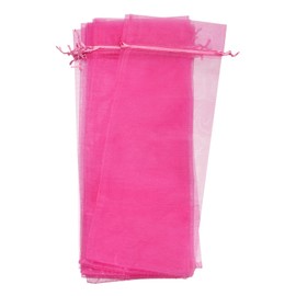 uxcell Organza Wine Bags, 12PCS 14.5 x 5.5 In Rose Red Sheer Mesh Organza Wine Wrapping Bags With Drawstring Wine Gift Pouches for Bottle Birthday, Wedding Party