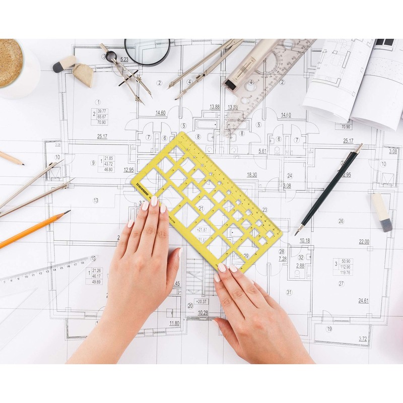 Traceease Geometric Drafting Sqaure Template Drawing Stencil, Designing Template Measuring