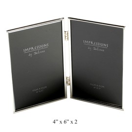 4" x 6" - Impressions Silver Plated Thin Double Photo Frame